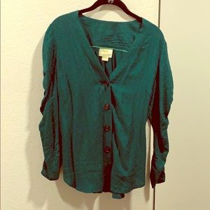 Anthropologie Green Blouse